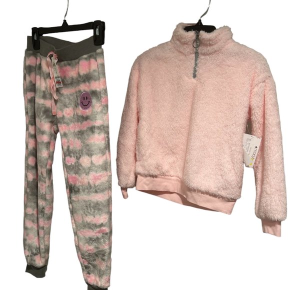 EPIC THREADS STEEL GRAY & PINK FLEECE 2-PC SET